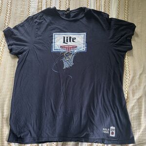 Miller Lite Basketball Beer T-Shirt Men's Size 2XL Dark Blue Cut The Net Y2K